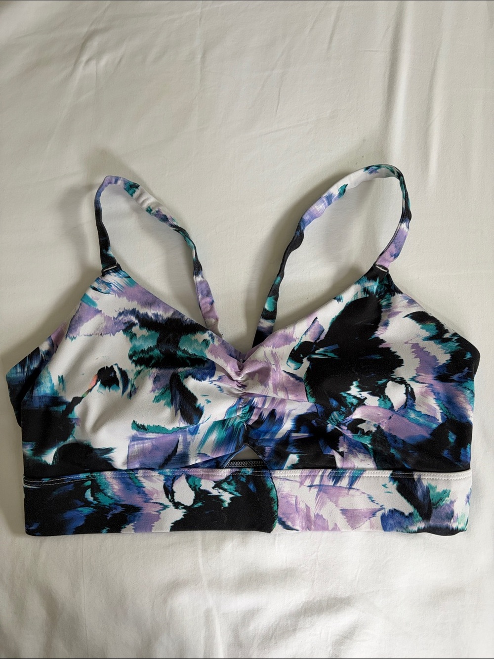 Like NEW Fabletics Sz L Women’s Floral back detailed Print Sport Bra